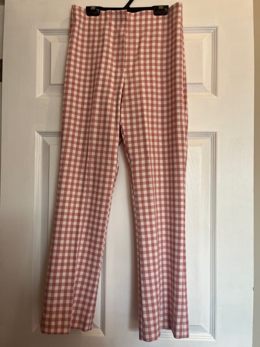 Zara Pink and White Gingham Cropped Pants